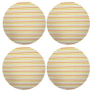 Charlo's Set of 4 Round Placemats Covers Paint ZigZag 14 Dia inch