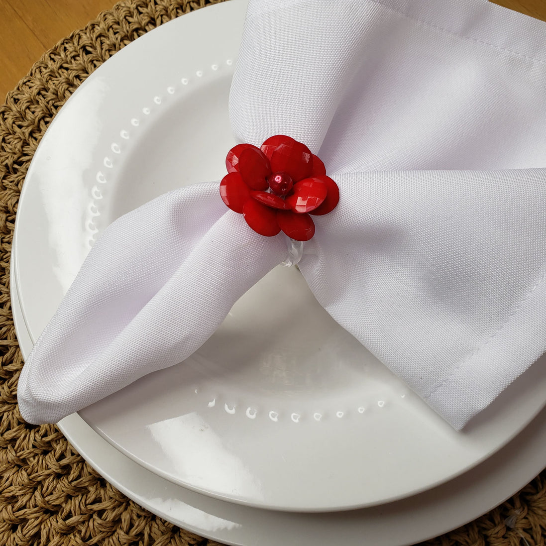 Maison Charlô | Conjunto de 4 Anéis de Guardanapo Delicados com Flores | Casamento, Ação de Graças, Natal, Ano Novo, Casamento, Banquete, Aniversário