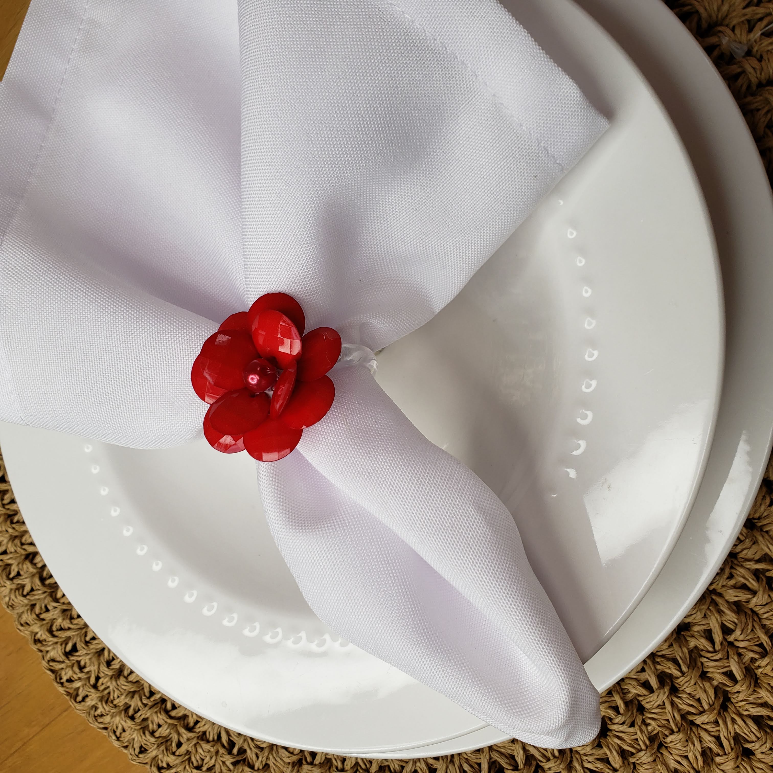 Maison Charlô | Conjunto de 4 Anéis de Guardanapo Delicados com Flores | Casamento, Ação de Graças, Natal, Ano Novo, Casamento, Banquete, Aniversário