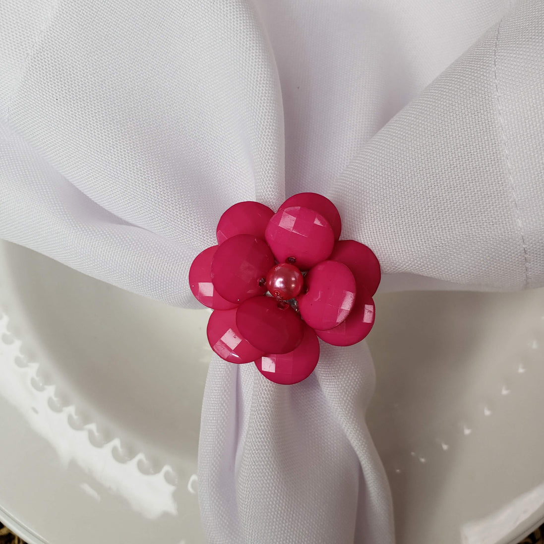 Maison Charlô | Conjunto de 4 Anéis de Guardanapo Delicados com Flores | Casamento, Ação de Graças, Natal, Ano Novo, Casamento, Banquete, Aniversário