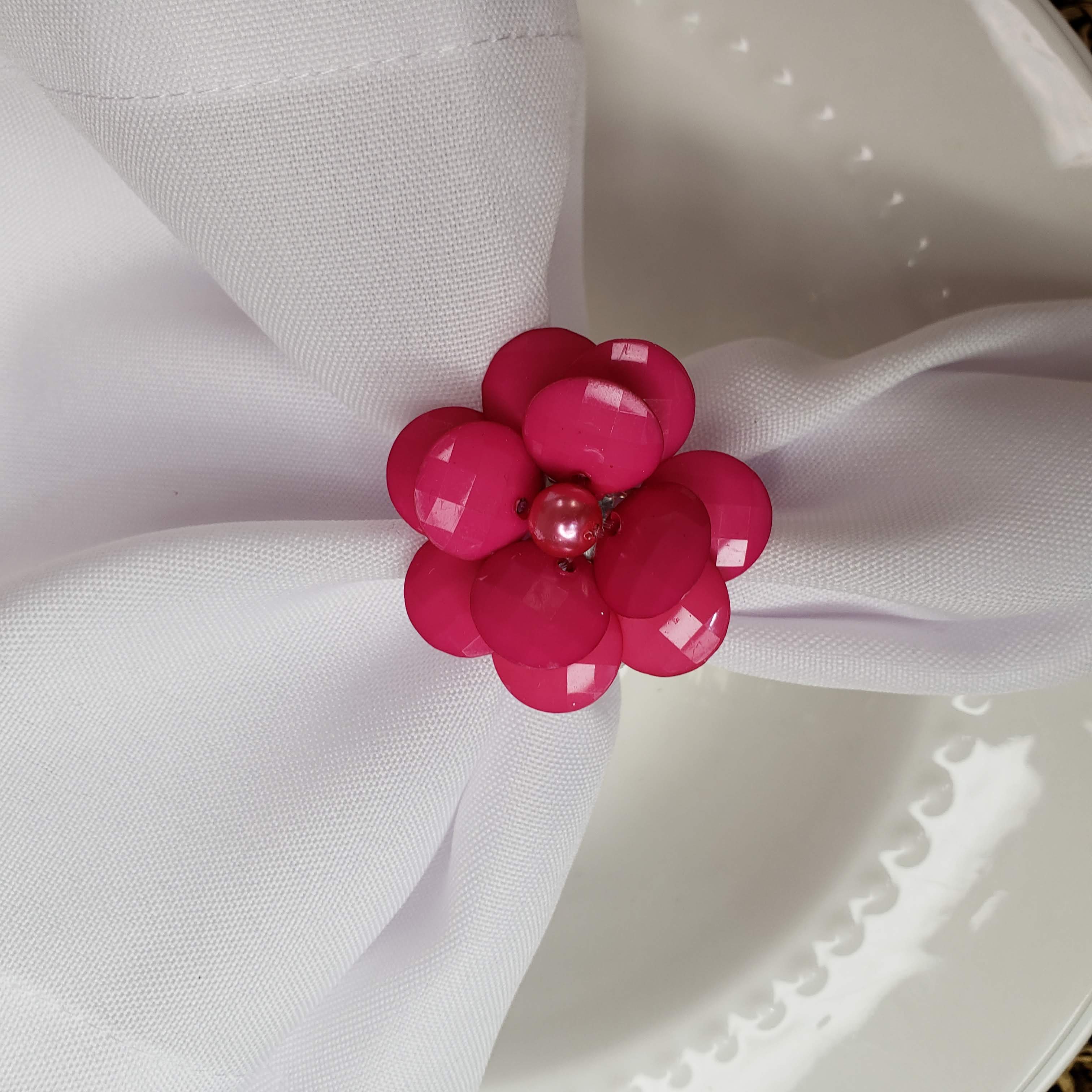 Maison Charlô | Conjunto de 4 Anéis de Guardanapo Delicados com Flores | Casamento, Ação de Graças, Natal, Ano Novo, Casamento, Banquete, Aniversário