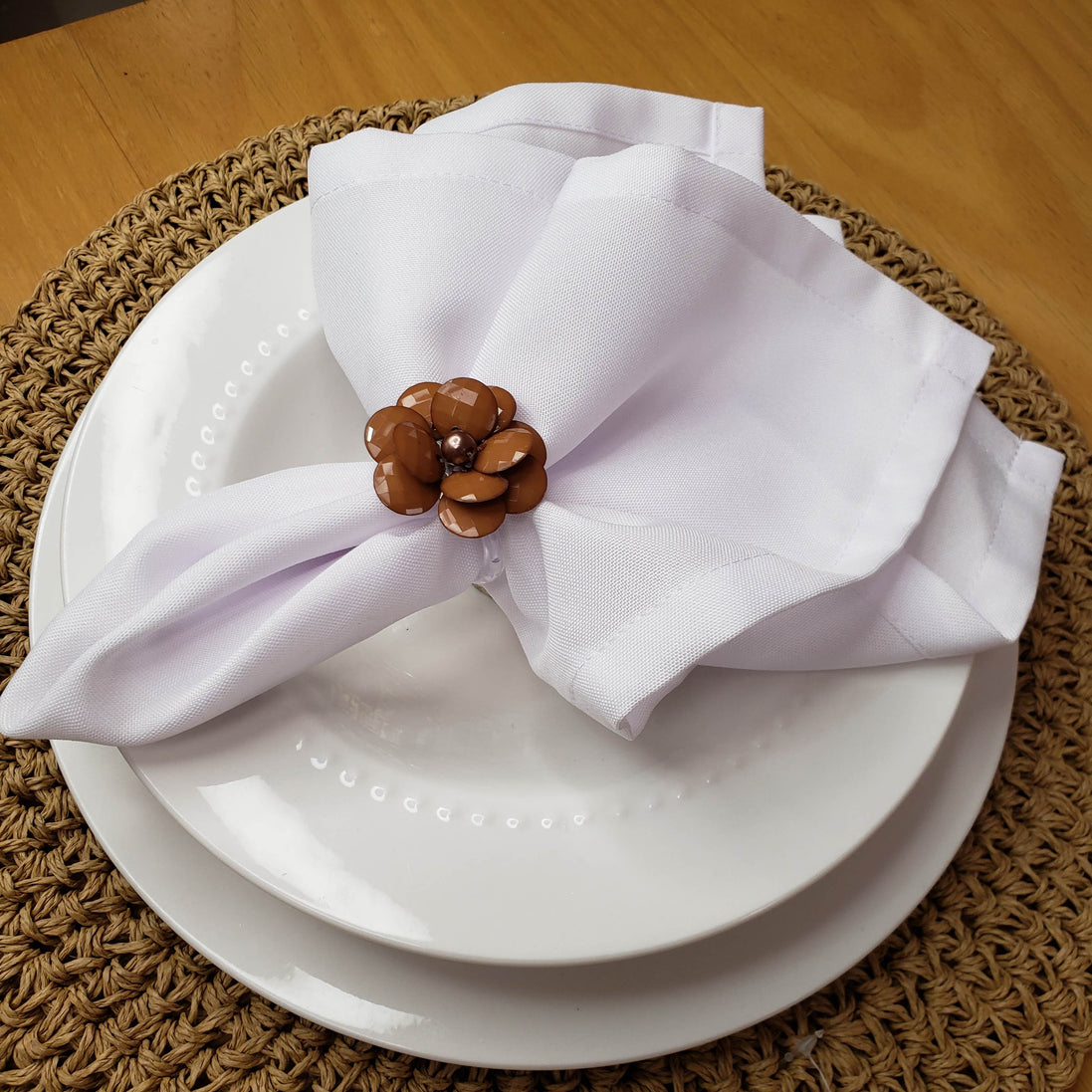 Maison Charlô | Conjunto de 4 Anéis de Guardanapo Delicados com Flores | Casamento, Ação de Graças, Natal, Ano Novo, Casamento, Banquete, Aniversário
