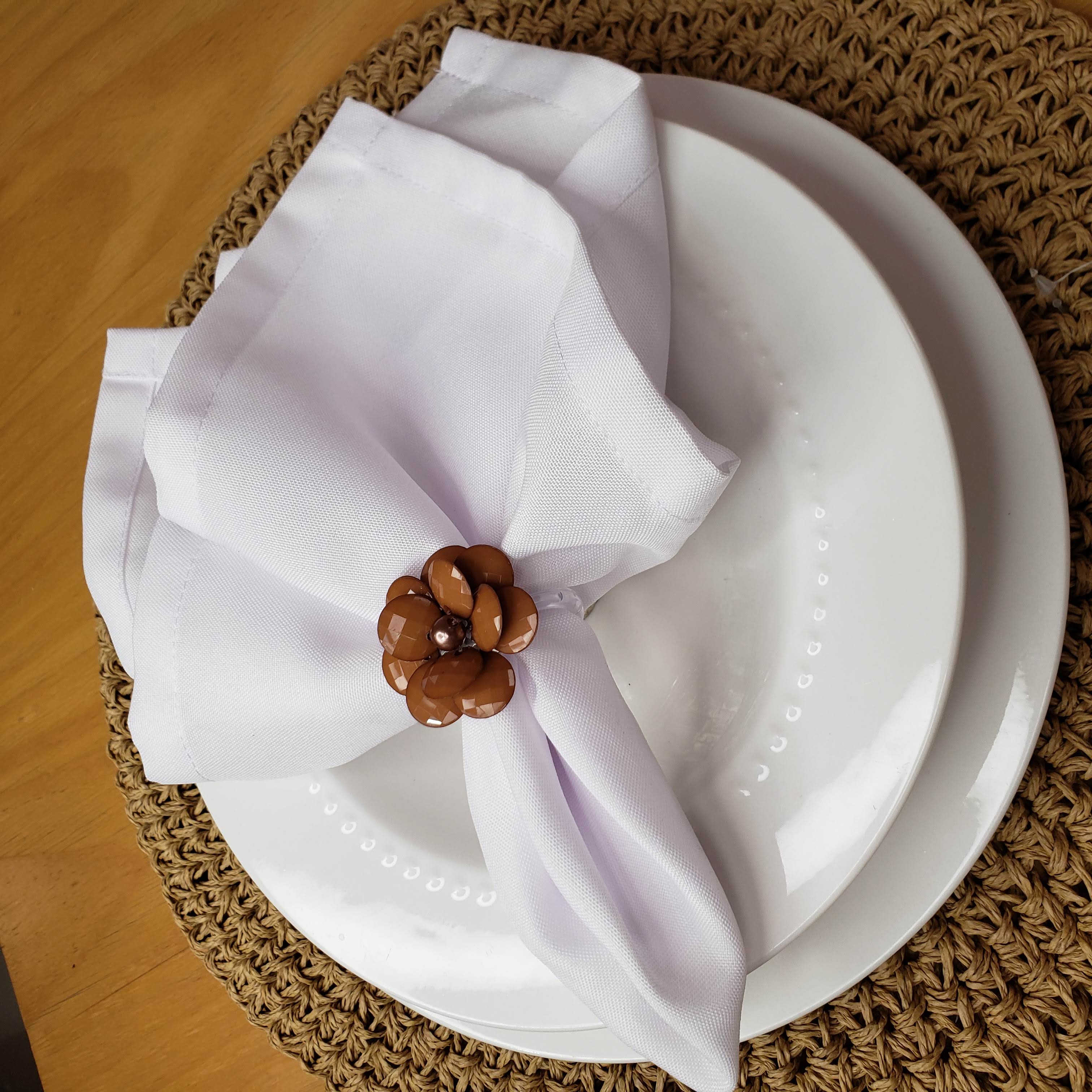 Maison Charlô | Conjunto de 4 Anéis de Guardanapo Delicados com Flores | Casamento, Ação de Graças, Natal, Ano Novo, Casamento, Banquete, Aniversário