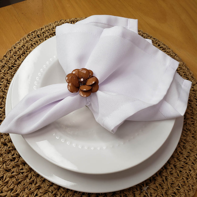 Maison Charlô | Conjunto de 4 Anéis de Guardanapo Delicados com Flores | Casamento, Ação de Graças, Natal, Ano Novo, Casamento, Banquete, Aniversário