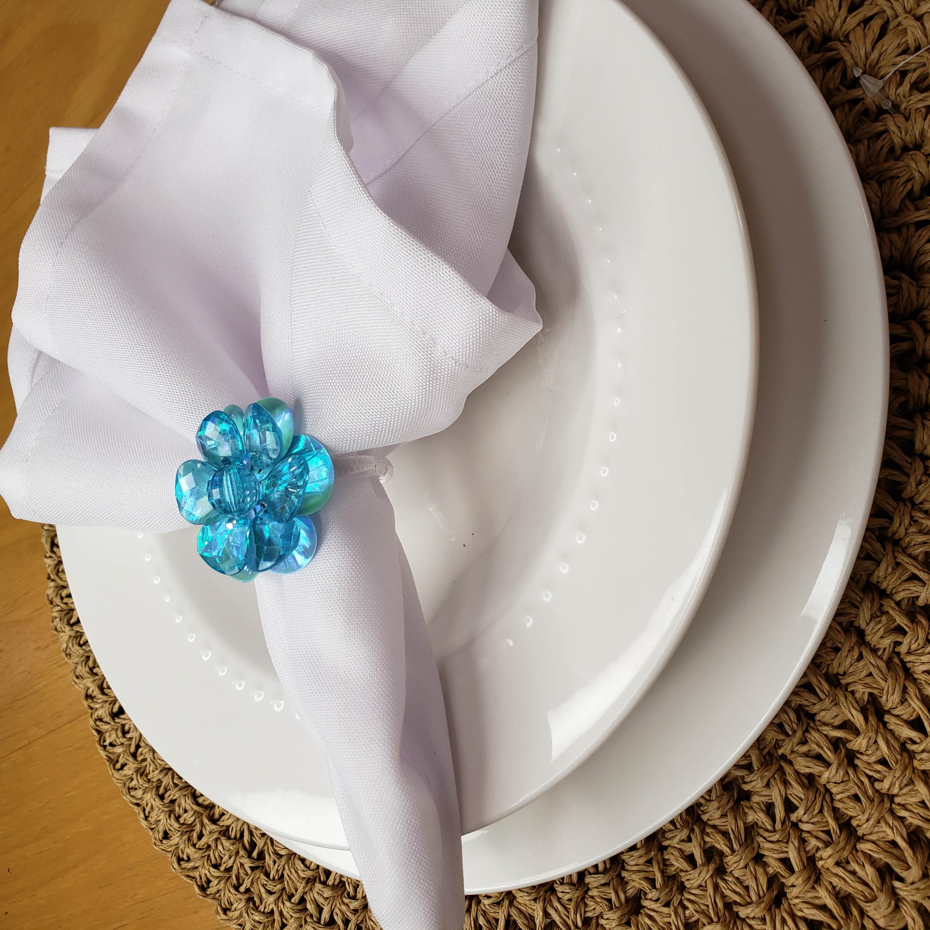 Maison Charlô | Conjunto de 4 Anéis de Guardanapo Delicados com Flores | Casamento, Ação de Graças, Natal, Ano Novo, Casamento, Banquete, Aniversário