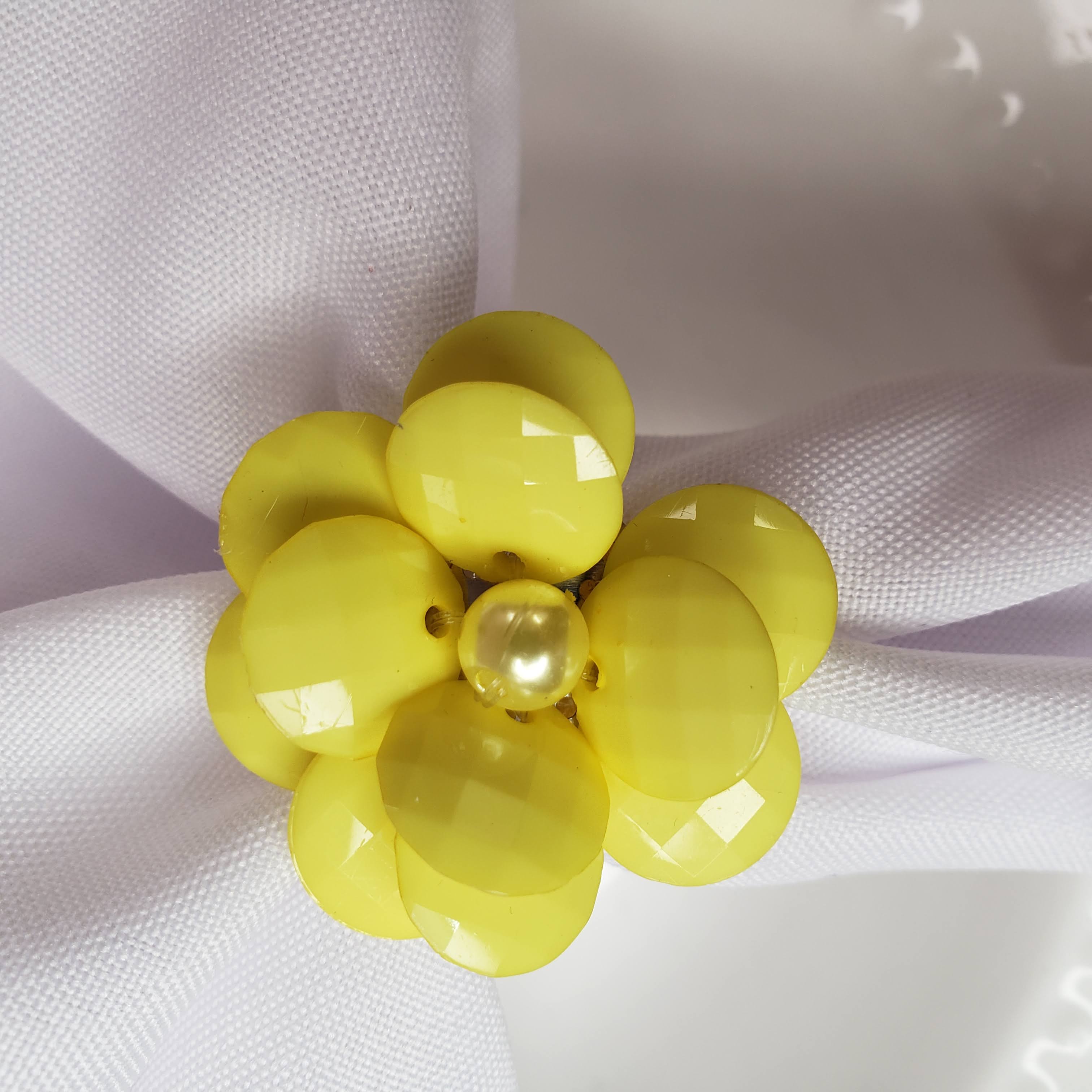 Maison Charlô | Conjunto de 4 Anéis de Guardanapo Delicados com Flores | Casamento, Ação de Graças, Natal, Ano Novo, Casamento, Banquete, Aniversário