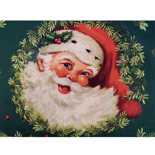Set of 4 Placemats Christmas Santa Claus Cloth Waterproof 17" by 13" -  Green