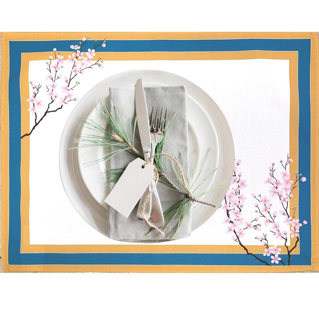 Conjunto de 4 Jogos Americanos Retangulares Impermeáveis Ring Oriental Cherry 43x33cm