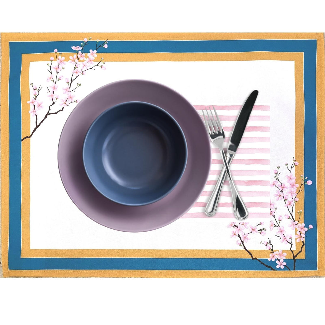 Conjunto de 4 Jogos Americanos Retangulares Impermeáveis Ring Oriental Cherry 43x33cm