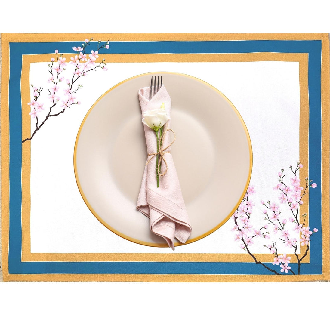 Conjunto de 4 Jogos Americanos Retangulares Impermeáveis Ring Oriental Cherry 43x33cm