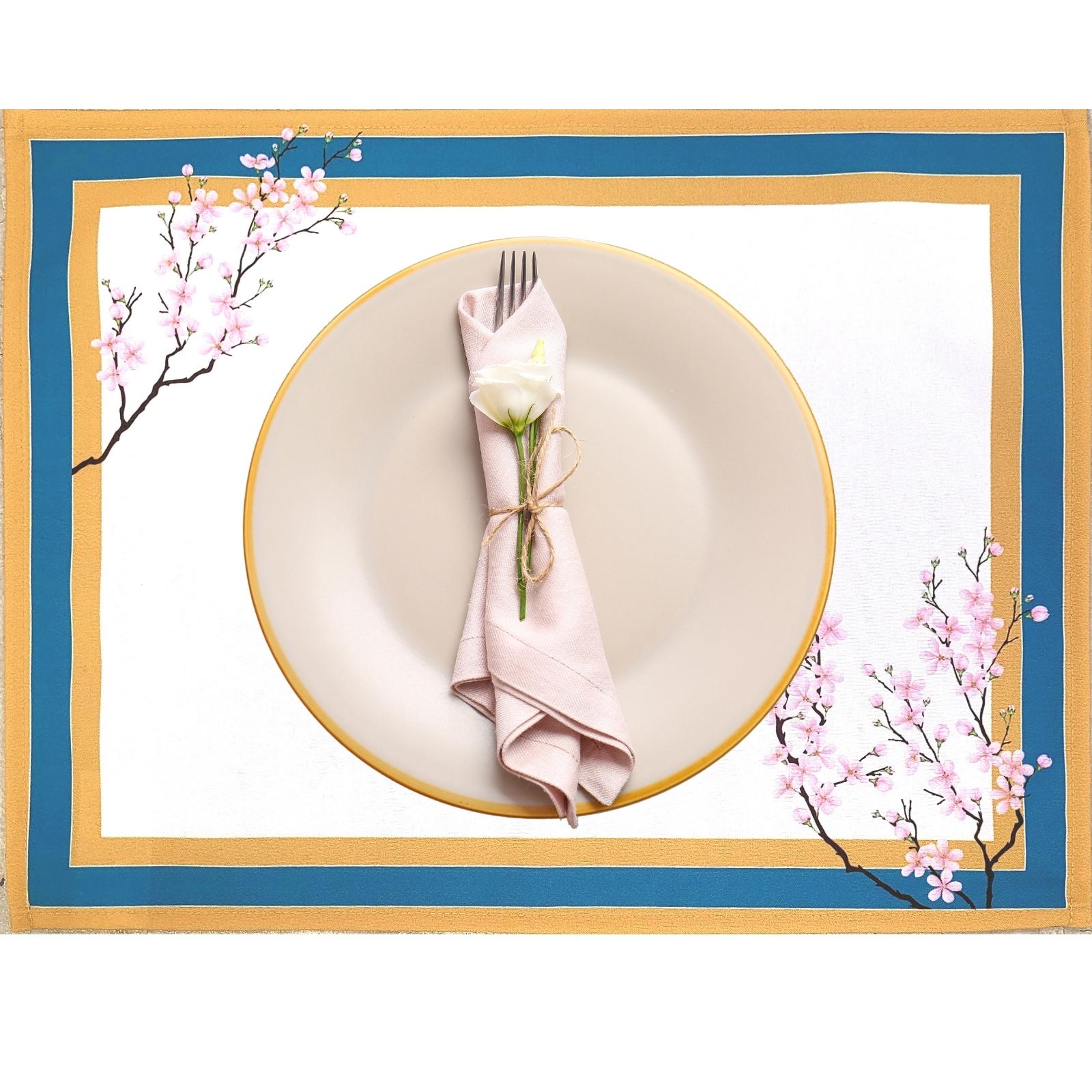 Conjunto de 4 Jogos Americanos Retangulares Impermeáveis Ring Oriental Cherry 43x33cm