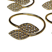 Conjunto de 4 Anéis de Guardanapo Prateados com Folhas de Ouro e Strass