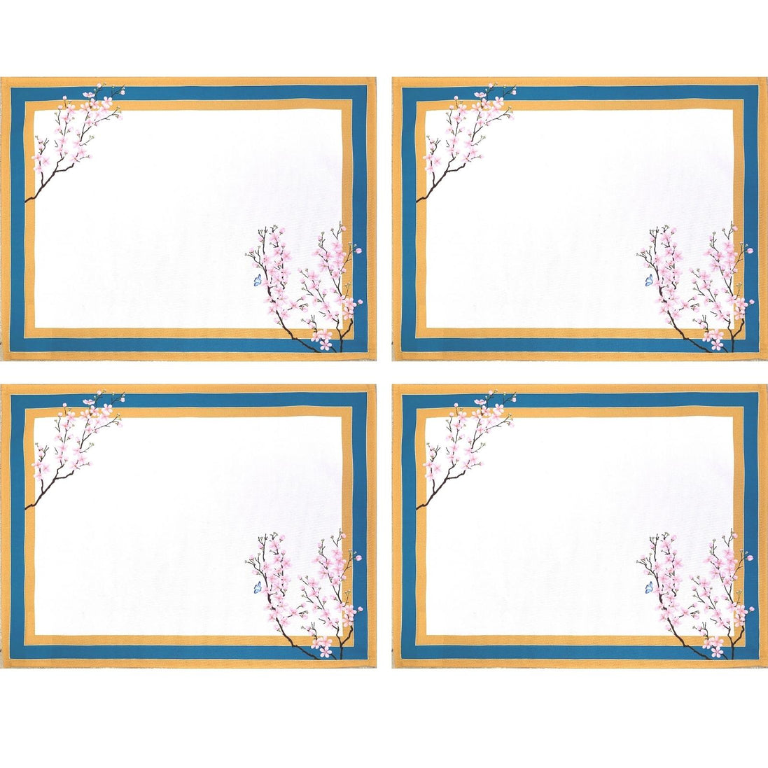 Conjunto de 4 Jogos Americanos Retangulares Impermeáveis Ring Oriental Cherry 43x33cm