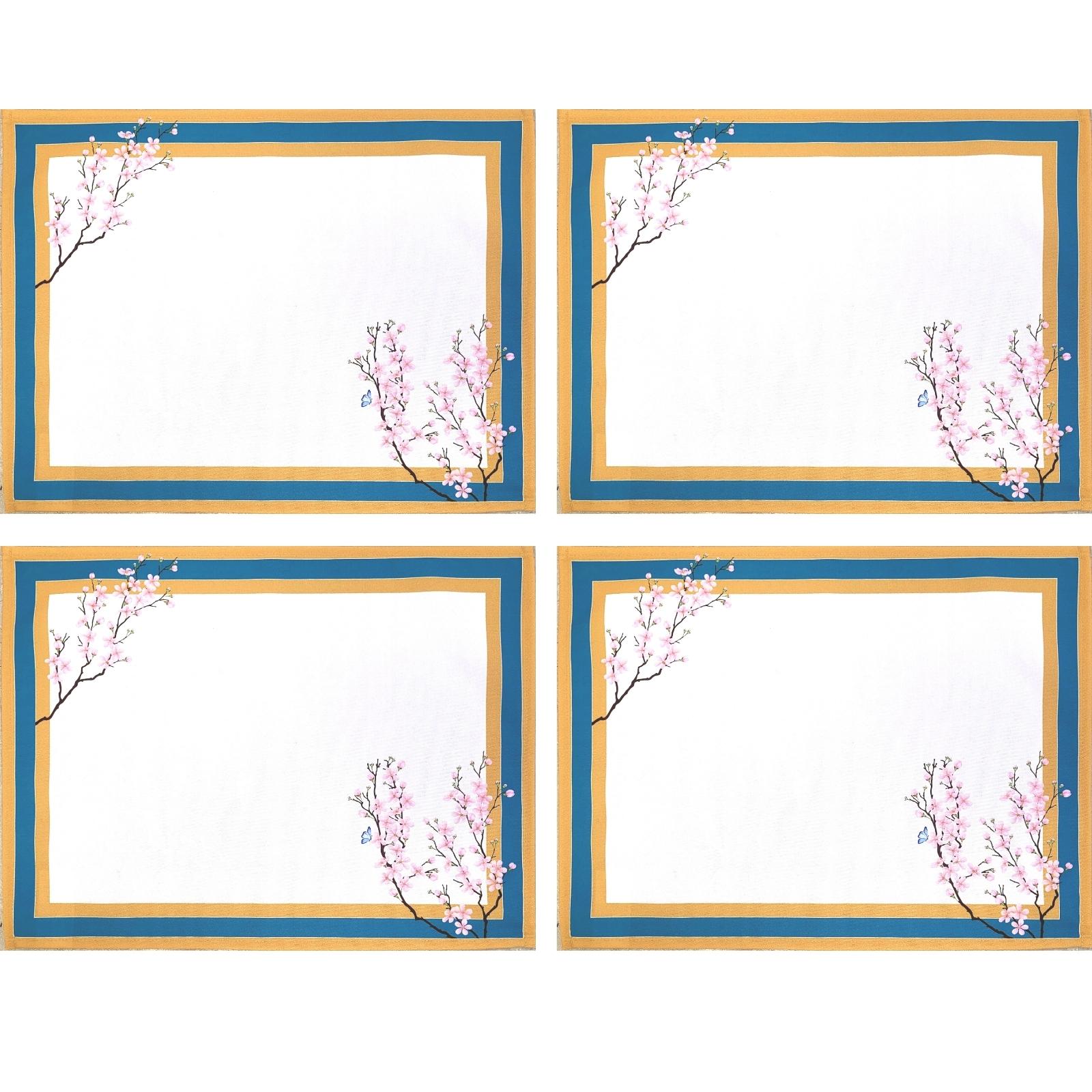 Conjunto de 4 Jogos Americanos Retangulares Impermeáveis Ring Oriental Cherry 43x33cm