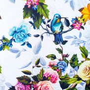 Set of 4 Round Placemats Covers Floral Birds Vintage 14 Dia inch