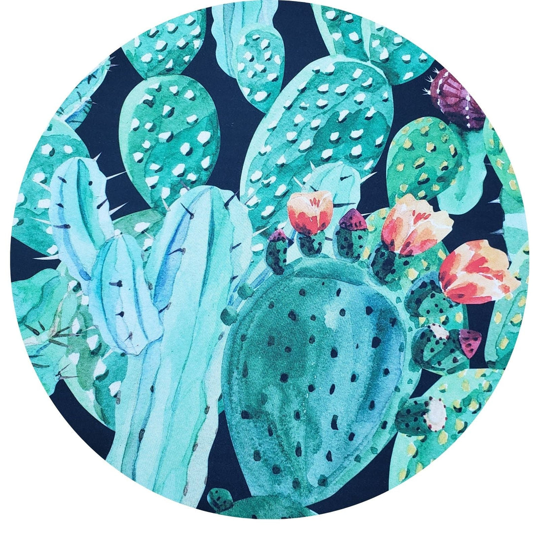 Conjunto de 4 Capas Redondas para Jogo Americano Cacto em Aquarela Verde 35,5cm de Diâmetro