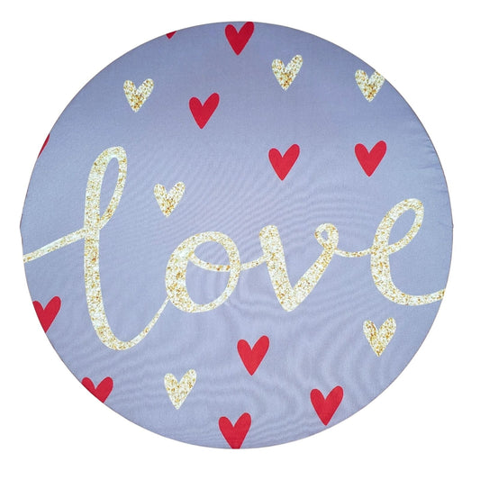 Set of 4 Round Placemats Covers Grey Heart Love 14 Dia inch