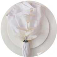 Set of 4 White Leaf Eucalyptus Napkin RingsRustic Napkin Ring, Minimalist Tabledecor, Oriental Tabledeco