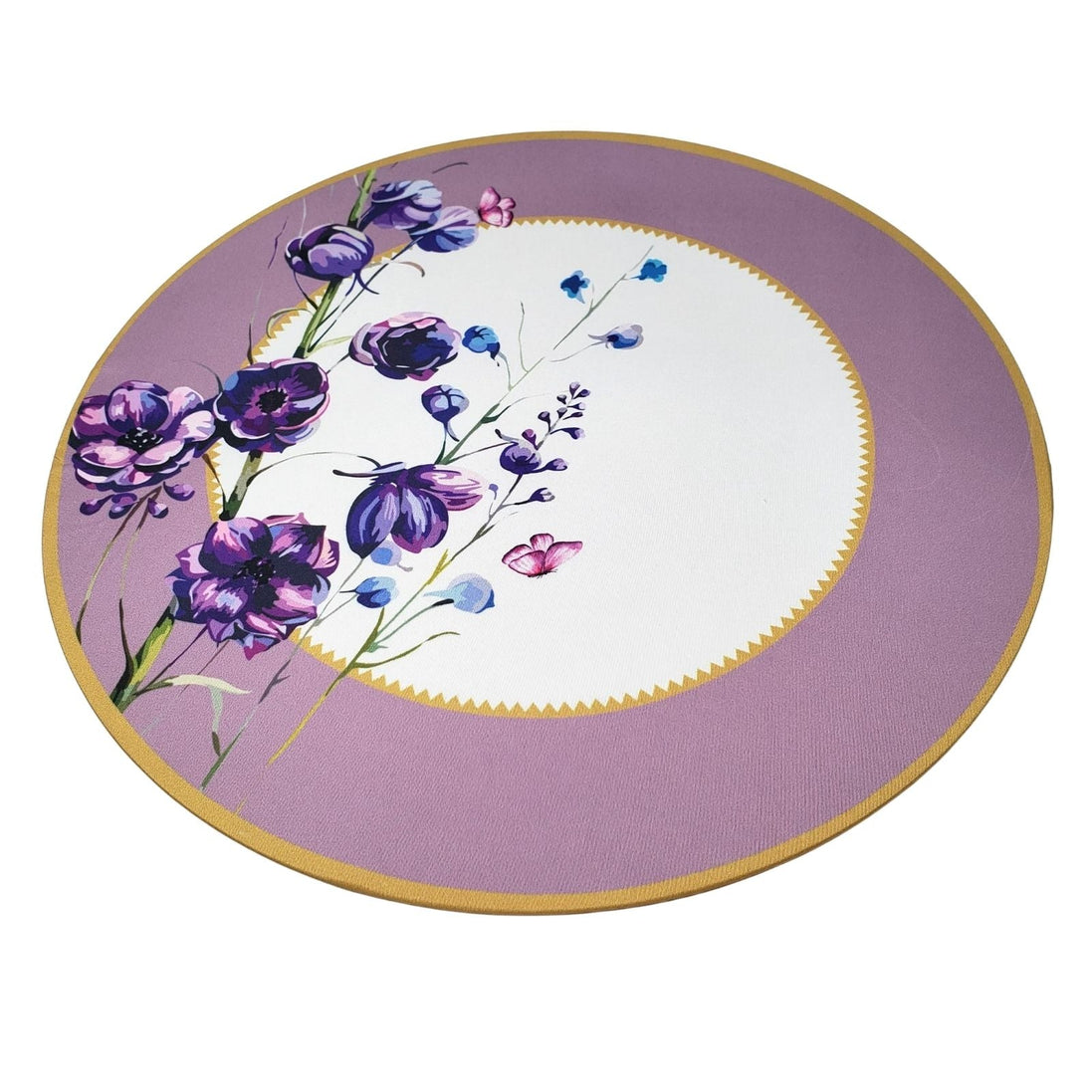 Conjunto com 4 Capas de Sousplat Redondo Aro Lilás Oriental 14 pol. Diâmetro