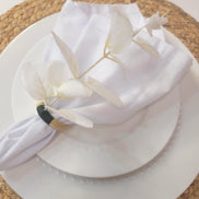 Set of 4 White Leaf Eucalyptus Napkin RingsRustic Napkin Ring, Minimalist Tabledecor, Oriental Tabledeco