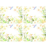 Set of 4 Waterproof Rectangular Placemats Floral Hummingbird 17X13