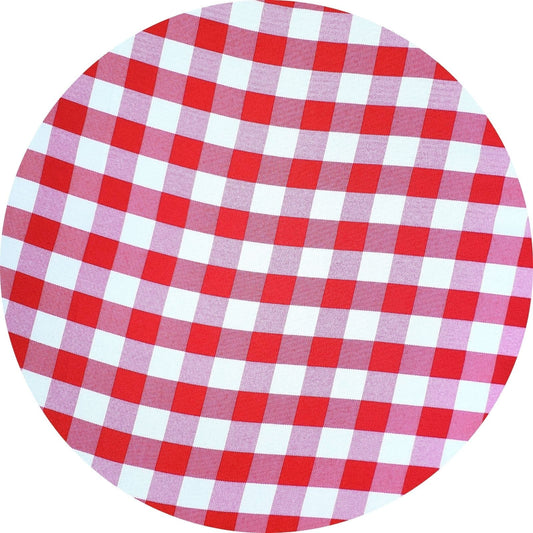 Charlo's Set of 4 Round Placemats Covers Big Plaid White Red 14 Dia inch