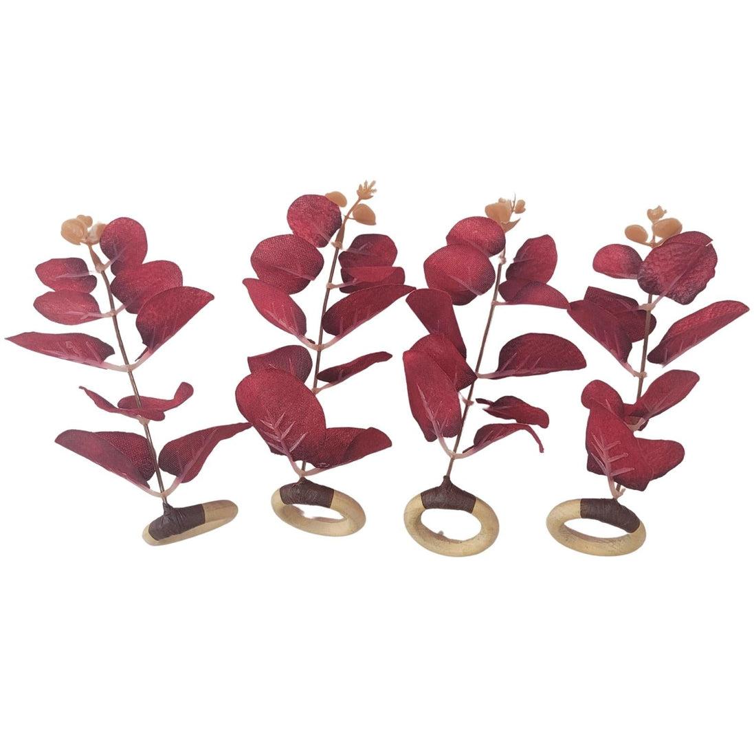 Set of 4 Red Leaf Eucalyptus Napkin Rings, Rustic Napkin Ring, Minimalist Tabledecor, Oriental Tabledecor