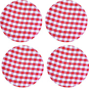 Charlo's Set of 4 Round Placemats Covers Big Plaid White Red 14 Dia inch