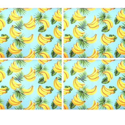 Charlo's Set of 4 Waterproof Rectangular Placemats Banana Joy 17X13