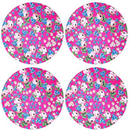 Charlo's Jogo com 4 Capas para Sousplats Redondos 35,56 cm Diâmetro Litle Pink Flower Charlo