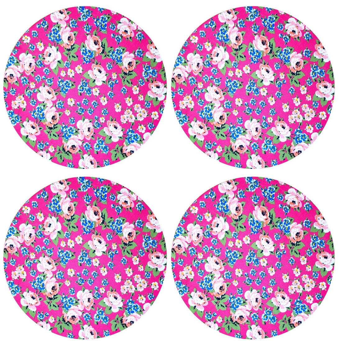 Charlo's Jogo com 4 Capas para Sousplats Redondos 35,56 cm Diâmetro Litle Pink Flower Charlo