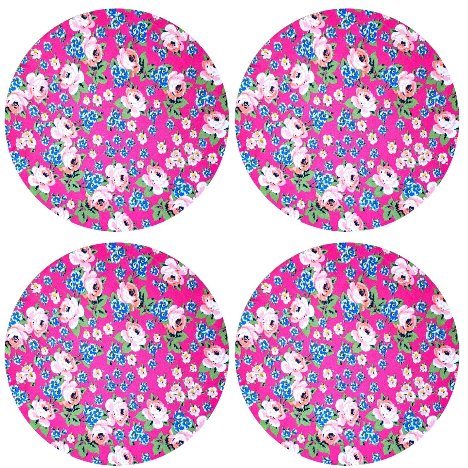 Charlo's Jogo com 4 Capas para Sousplats Redondos 35,56 cm Diâmetro Litle Pink Flower Charlo