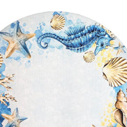 Conjunto com 4 Capas de Sousplat Redondas Anel de Cavalo-Marinho Azul 14 polegadas de diâmetro