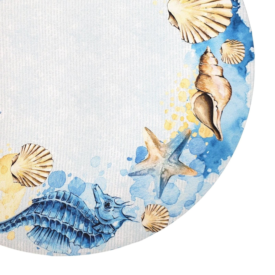 Conjunto com 4 Capas de Sousplat Redondas Anel de Cavalo-Marinho Azul 14 polegadas de diâmetro