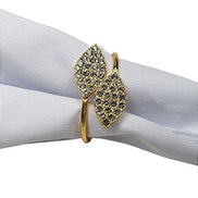 Conjunto de 4 Anéis de Guardanapo Prateados com Folhas de Ouro e Strass