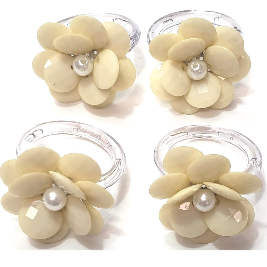 Maison Charlô | Conjunto de 4 Anéis de Guardanapo Delicados com Flores | Casamento, Ação de Graças, Natal, Ano Novo, Casamento, Banquete, Aniversário
