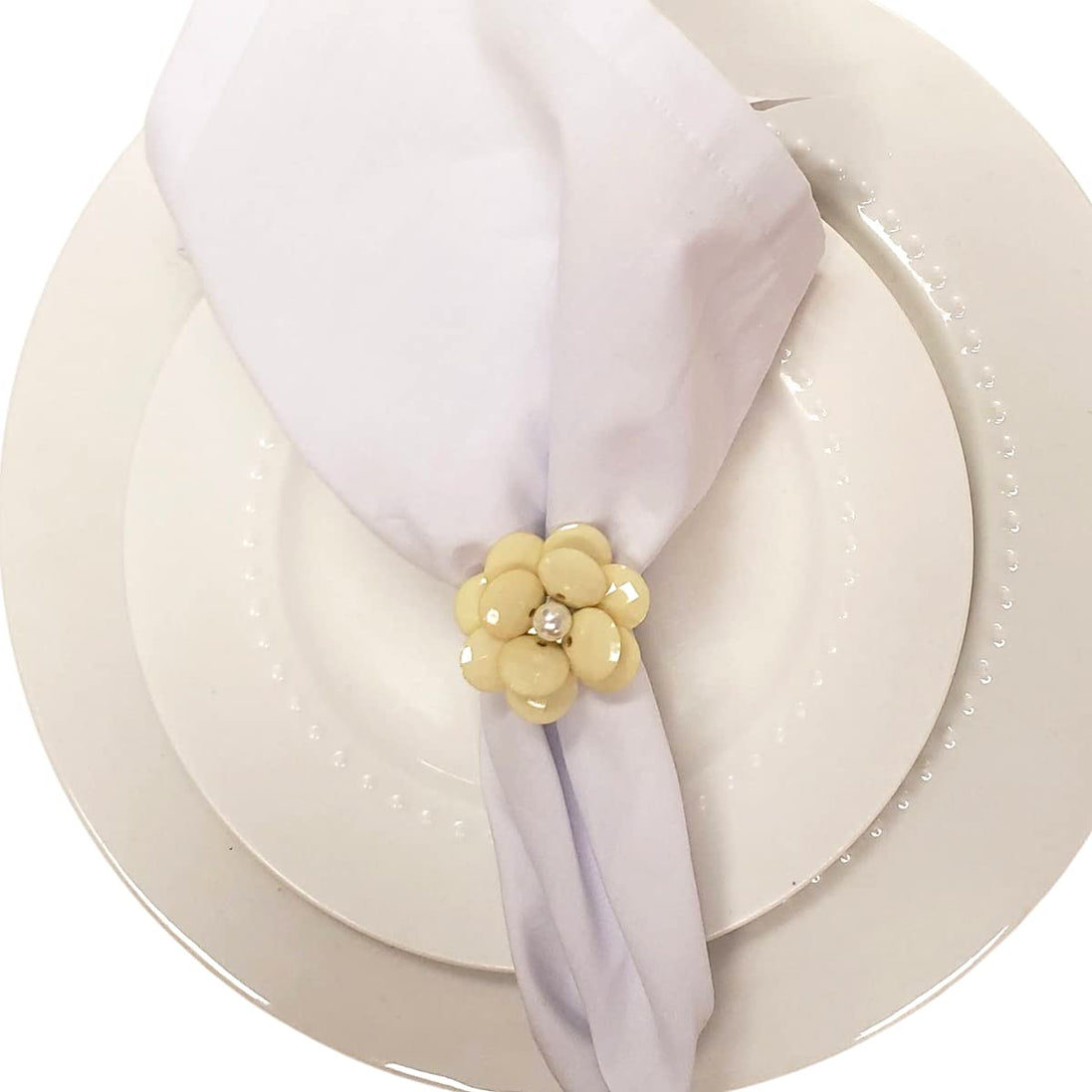 Maison Charlô | Conjunto de 4 Anéis de Guardanapo Delicados com Flores | Casamento, Ação de Graças, Natal, Ano Novo, Casamento, Banquete, Aniversário