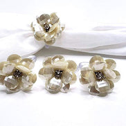 Maison Charlô | Conjunto de 4 Anéis de Guardanapo Delicados com Flores | Casamento, Ação de Graças, Natal, Ano Novo, Casamento, Banquete, Aniversário