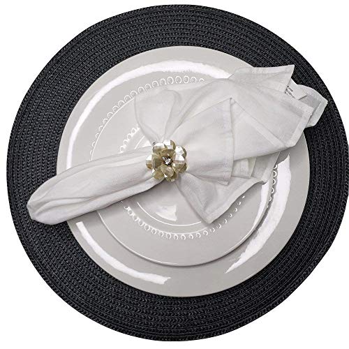 Maison Charlô | Conjunto de 4 Anéis de Guardanapo Delicados com Flores | Casamento, Ação de Graças, Natal, Ano Novo, Casamento, Banquete, Aniversário