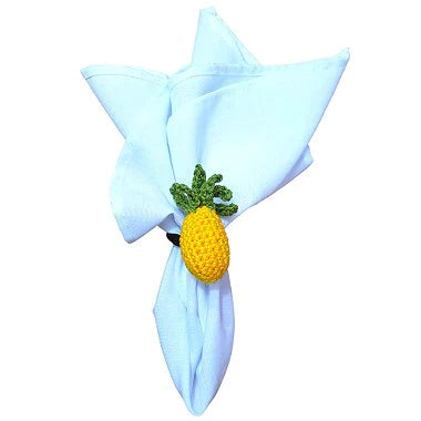 Charlo's Set of 4 Yellow Amigurumi Crochet Pineapple Napkin Rings, High Quality Products