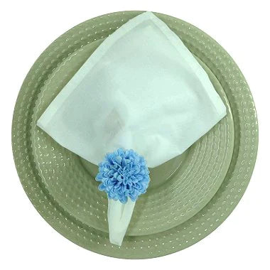 Conjunto de 4 anéis de guardanapo em formato de flor dália azul-celeste