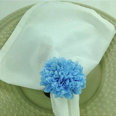 Conjunto de 4 anéis de guardanapo em formato de flor dália azul-celeste